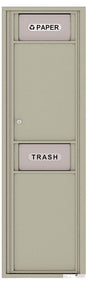 Versatile Front Loading Single Column Large Trash Receptacle Recycling Bin with Paper Segregator-Postal Grey (PG)