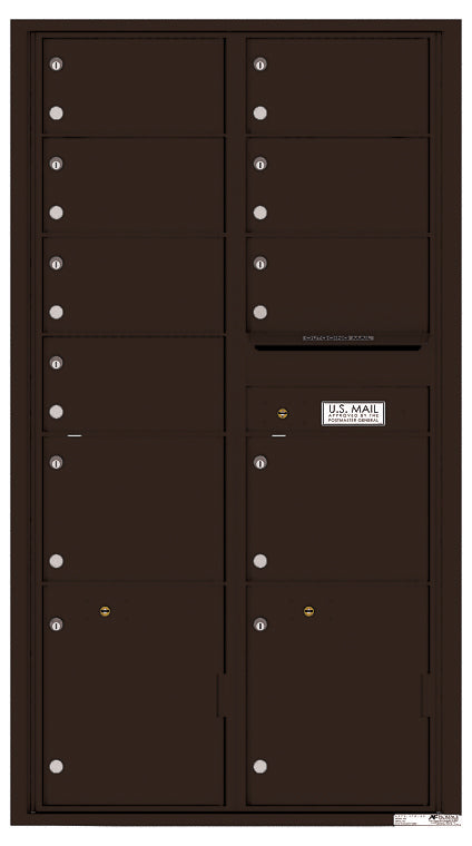 Versatile Front Loading Double Column Mailbox with 9 Tenant Compartments and 2 Parcel Lockers-Dark Bronze (DB)