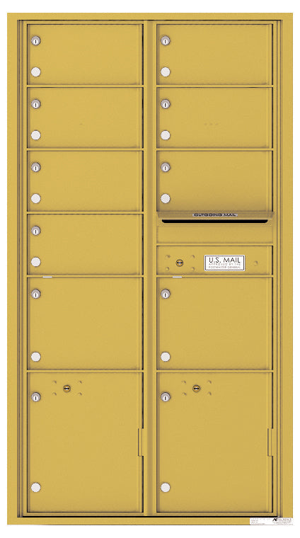Versatile Front Loading Double Column Mailbox with 9 Tenant Compartments and 2 Parcel Lockers-Gold Speck (GS)