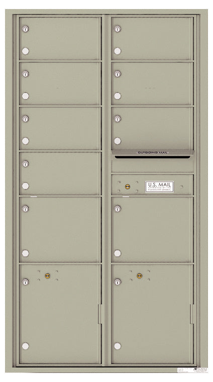 Versatile Front Loading Double Column Mailbox with 9 Tenant Compartments and 2 Parcel Lockers-Postal Grey (PG)
