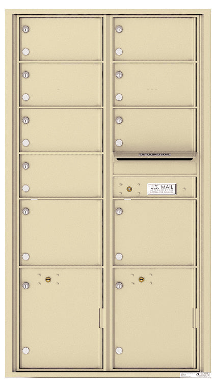 Versatile Front Loading Double Column Mailbox with 9 Tenant Compartments and 2 Parcel Lockers-Sandstone (SD)