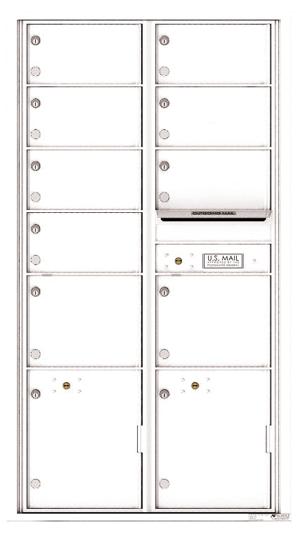 Versatile Front Loading Double Column Mailbox with 9 Tenant Compartments and 2 Parcel Lockers-White (WH)