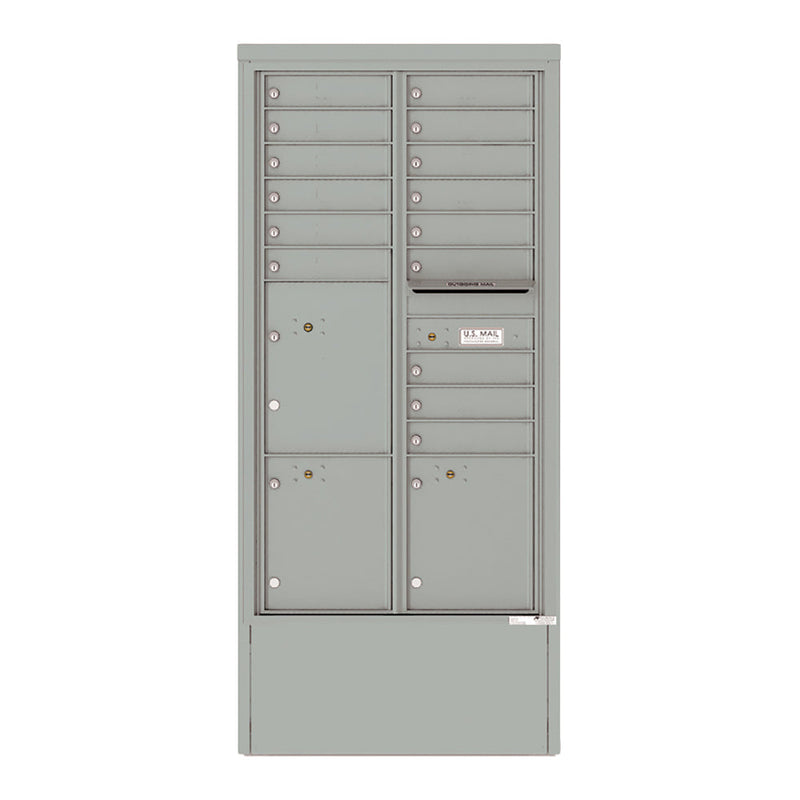 4C Depot Cabinet with Front Loading Commercial Mailbox with 15 Tenant Doors and 3 Parcel Lockers - 4C16D-15-D