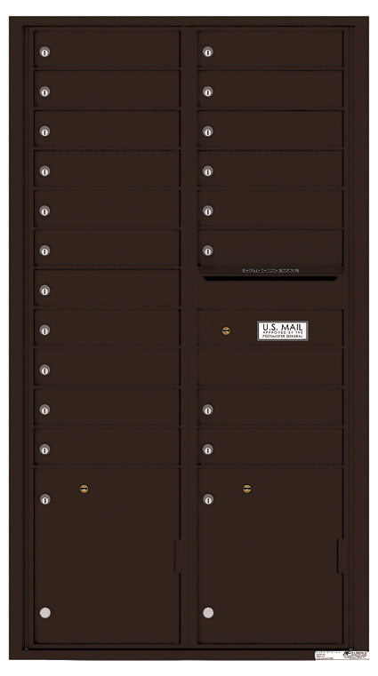 Front Loading Commercial Mailbox with 19 Tenant Compartments and 2 Parcel Lockers - Versatile Double Column Mailbox-Dark Bronze (DB)
