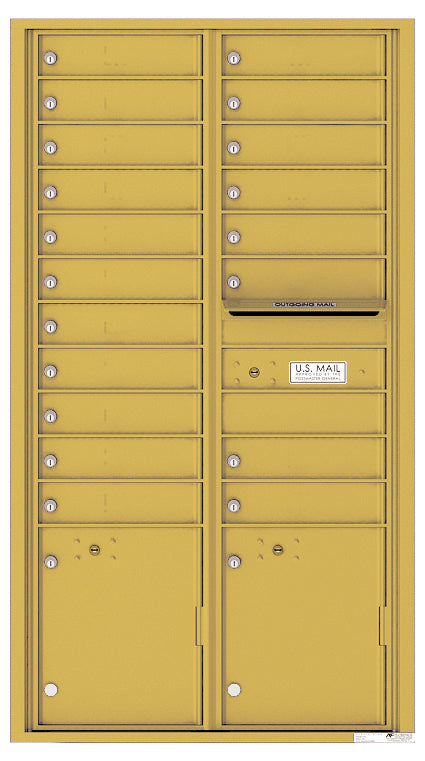 Front Loading Commercial Mailbox with 19 Tenant Compartments and 2 Parcel Lockers - Versatile Double Column Mailbox-Gold Speck (GS)