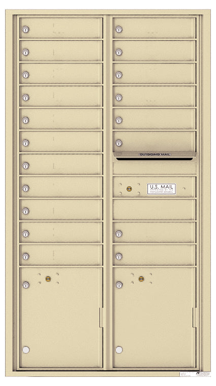 Front Loading Commercial Mailbox with 19 Tenant Compartments and 2 Parcel Lockers - Versatile Double Column Mailbox-Sandstone (SD)