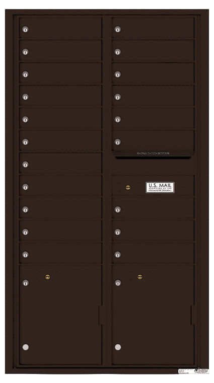 Front Loading Commercial Mailbox With 20 Tenant Compartments and 2 Parcel Lockers-Dark Bronze (DB)