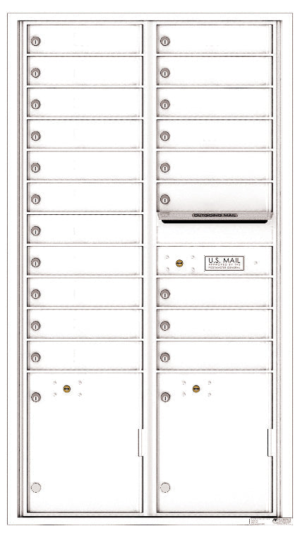 Front Loading Commercial Mailbox With 20 Tenant Compartments and 2 Parcel Lockers-White (WH)