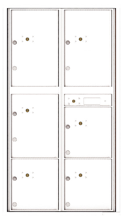 Front Loading Commercial Mailbox with 6 Parcel Lockers-White (WH)