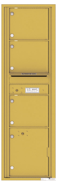 Versatile Front Loading Mailbox with 3 Tenant Compartments and 1 Parcel Locker-Gold Speck (GS)