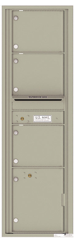 Versatile Front Loading Mailbox with 3 Tenant Compartments and 1 Parcel Locker-Postal Grey (PG)