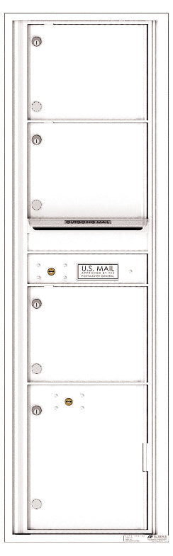 Versatile Front Loading Mailbox with 3 Tenant Compartments and 1 Parcel Locker-White (WH)