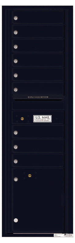 Versatile Front Loading Mailbox with 9 Tenant Compartments and 1 Parcel Locker-Black (BK)