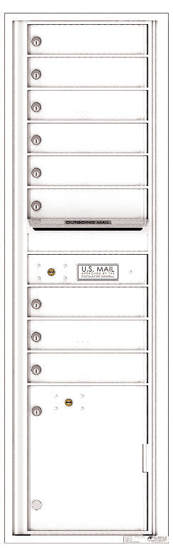 Versatile Front Loading Mailbox with 9 Tenant Compartments and 1 Parcel Locker-White (WH)