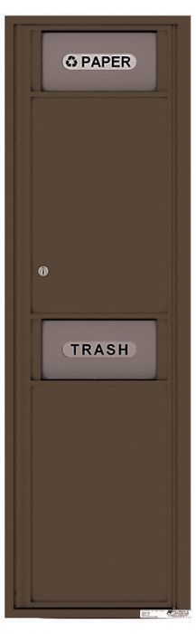 Versatile Front Loading Single Column Extra-Large Trash Receptacle Recycling Bin with Paper Segregator-Antique Bronze (AB)