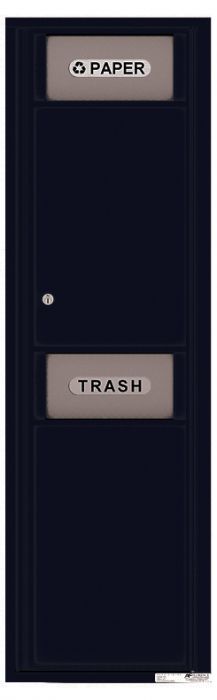 Versatile Front Loading Single Column Extra-Large Trash Receptacle Recycling Bin with Paper Segregator-Black (BK)