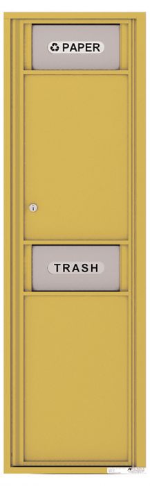 Versatile Front Loading Single Column Extra-Large Trash Receptacle Recycling Bin with Paper Segregator-Gold Speck (GS)