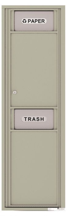 Versatile Front Loading Single Column Extra-Large Trash Receptacle Recycling Bin with Paper Segregator-Postal Grey (PG)