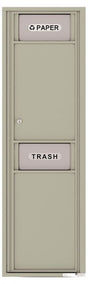 Versatile Front Loading Single Column Extra-Large Trash Receptacle Recycling Bin with Paper Segregator-Postal Grey (PG)