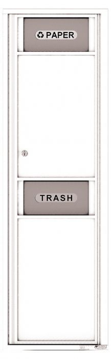 Versatile Front Loading Single Column Extra-Large Trash Receptacle Recycling Bin with Paper Segregator-White (WH)