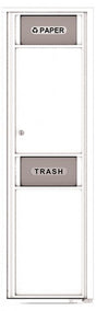 Versatile Front Loading Single Column Extra-Large Trash Receptacle Recycling Bin with Paper Segregator-White (WH)