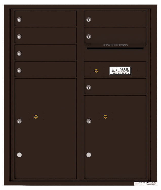 Versatile Front Loading Double Column Commercial Mailbox with 7 Tenant Compartments and 2 Parcel Lockers-Dark Bronze (DB)