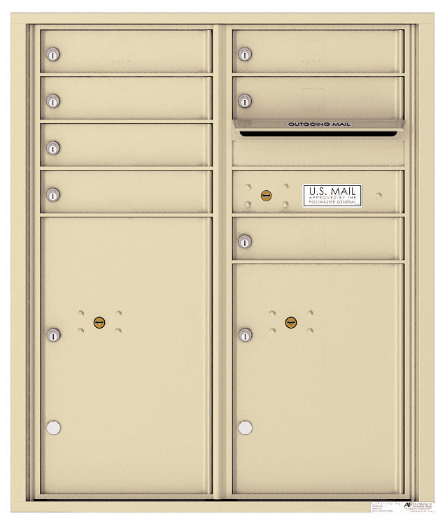 Versatile Front Loading Double Column Commercial Mailbox with 7 Tenant Compartments and 2 Parcel Lockers-Sandstone (SD)