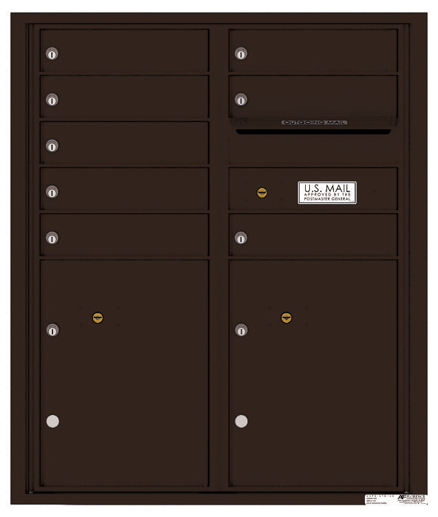 Versatile Front Loading Double Column Commercial Mailbox with 8 Tenant Compartments and 2 Parcel Lockers-Dark Bronze (DB)