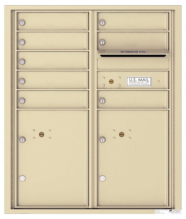 Versatile Front Loading Double Column Commercial Mailbox with 8 Tenant Compartments and 2 Parcel Lockers-Sandstone (SD)