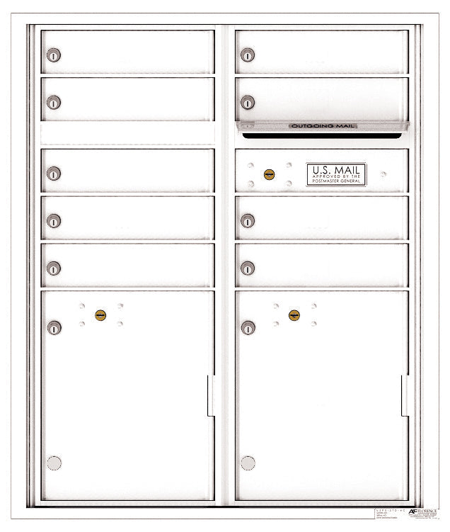 Versatile Front Loading Double Column Commercial Mailbox with 9 Tenant Compartments and 2 Parcel Lockers-White (WH)