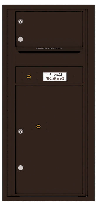 Versatile Front Loading Single Column Commercial Mailbox with 1 Tenant Compartment and 1 Parcel Locker-Dark Bronze (DB)