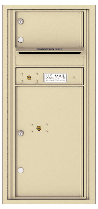 Versatile Front Loading Single Column Commercial Mailbox with 1 Tenant Compartment and 1 Parcel Locker-Sandstone (SD)