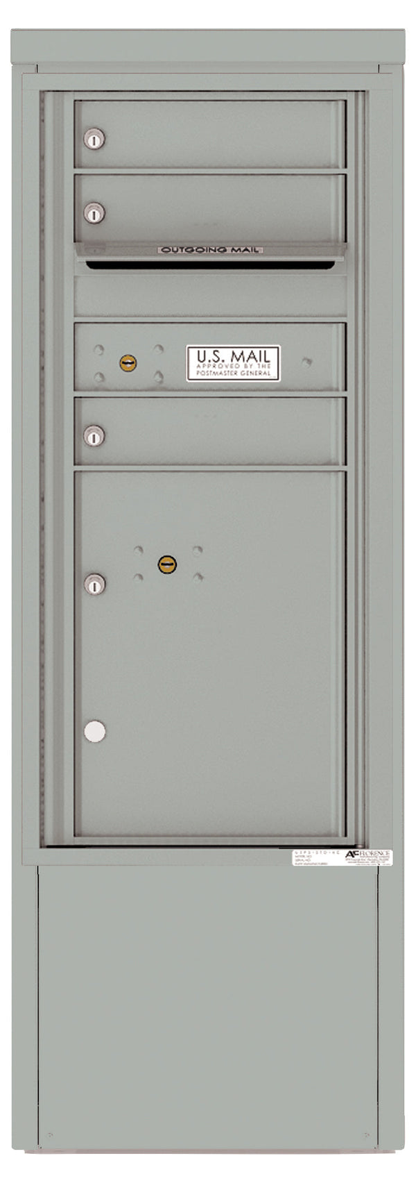 Florence 4C Mailbox Depot - 3 Doors, 1 Parcel Locker - ADA Compliant Max Height Private Access