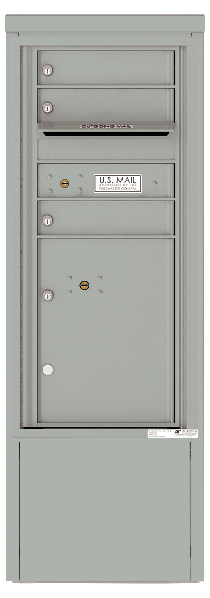 Florence 4C Mailbox Depot - 3 Doors, 1 Parcel Locker - ADA Compliant Max Height Private Access