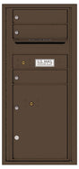 Versatile Front Loading Single Column Commercial Mailbox with 3 Tenant Compartments and 1 Parcel Locker-Antique Bronze (AB)