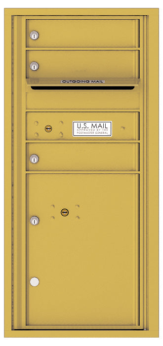 Versatile Front Loading Single Column Commercial Mailbox with 3 Tenant Compartments and 1 Parcel Locker-Gold Speck (GS)