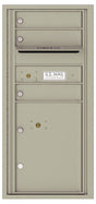Versatile Front Loading Single Column Commercial Mailbox with 3 Tenant Compartments and 1 Parcel Locker-Postal Grey (PG)