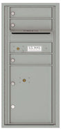 Versatile Front Loading Single Column Commercial Mailbox with 3 Tenant Compartments and 1 Parcel Locker-Silver Speck (SS)
