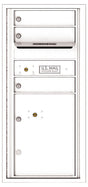 Versatile Front Loading Single Column Commercial Mailbox with 3 Tenant Compartments and 1 Parcel Locker-White (WH)