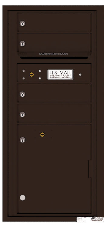 Versatile Front Loading Single Column Commercial Mailbox with 4 Tenant Compartments and 1 Parcel Locker-Dark Bronze (DB)