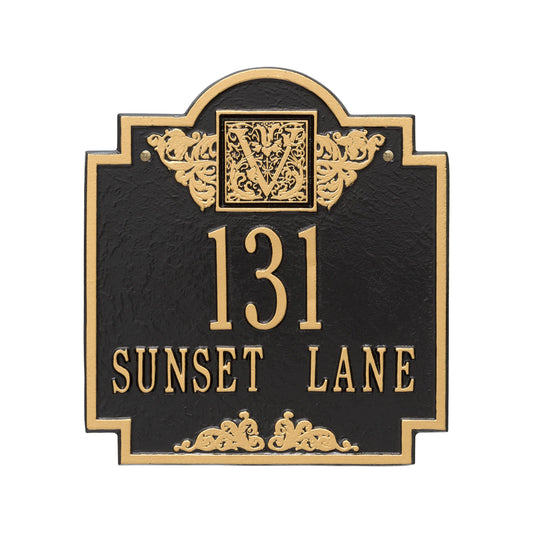 Whitehall Monogram - Standard Wall - Two Line Address Plaque 