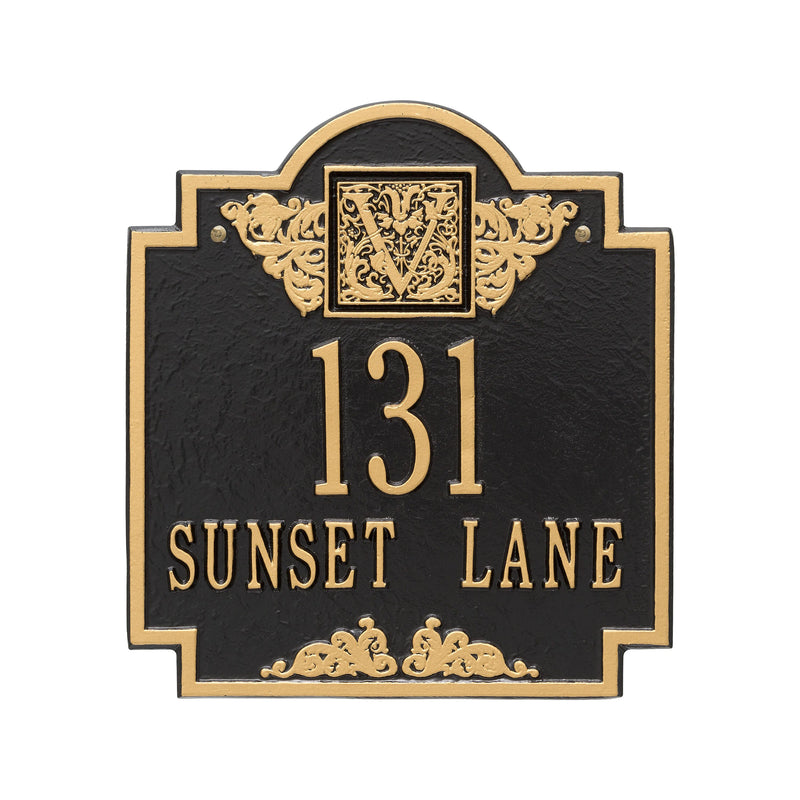 Whitehall Monogram - Standard Wall - Two Line Address Plaque 