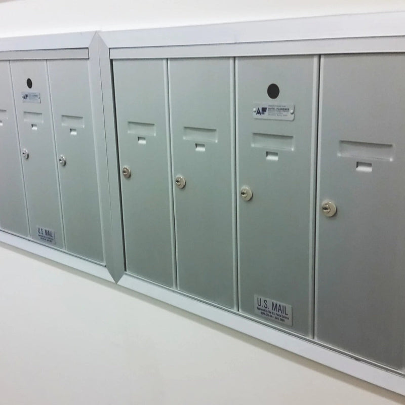 5 Compartment Fully Recessed Vertical Replacement Mailboxes- Anodized Aluminum