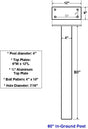60" Standard Aluminum In-Ground Post For Standard or Custom Commercial