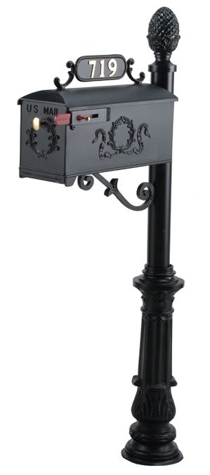Residential Mailbox System with Olive Wreath Decorative Mailbox and Pineapple Finial