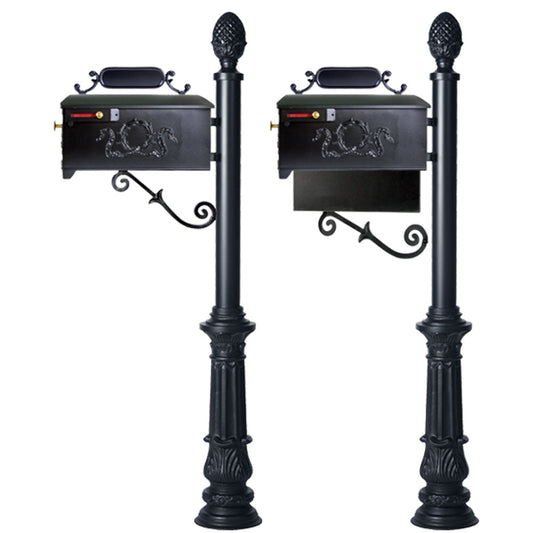 Residential Mailbox System with Olive Wreath Decorative Mailbox and Pineapple Finial