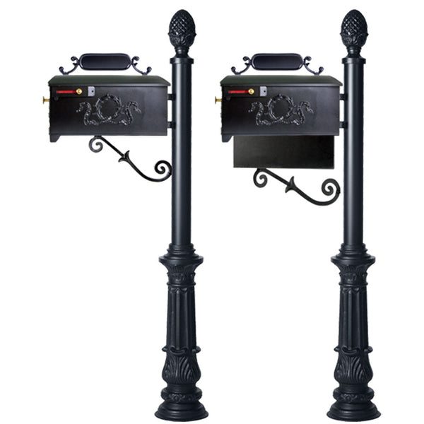 Residential Mailbox System with Olive Wreath Decorative Mailbox and Pineapple Finial