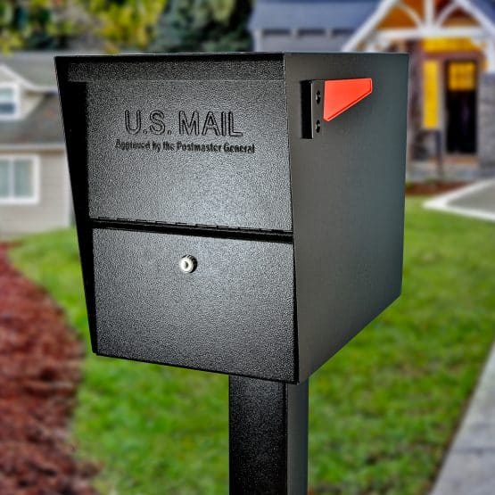 Mail Boss Package Master Locking Mailbox with Post - Black