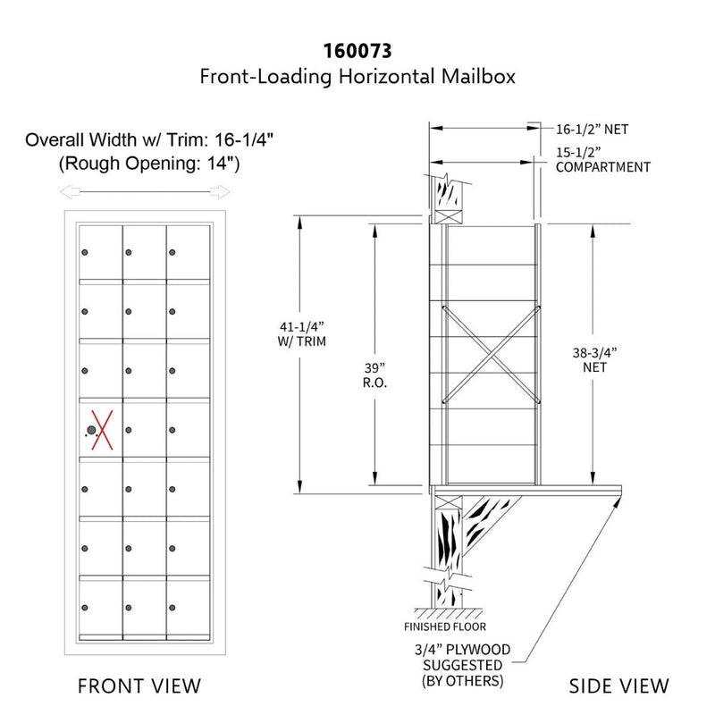7 Doors High x 3 Doors (20 Tenants) 1600 Front-Load Private Distribution Mailbox in Anodized Aluminum Finish