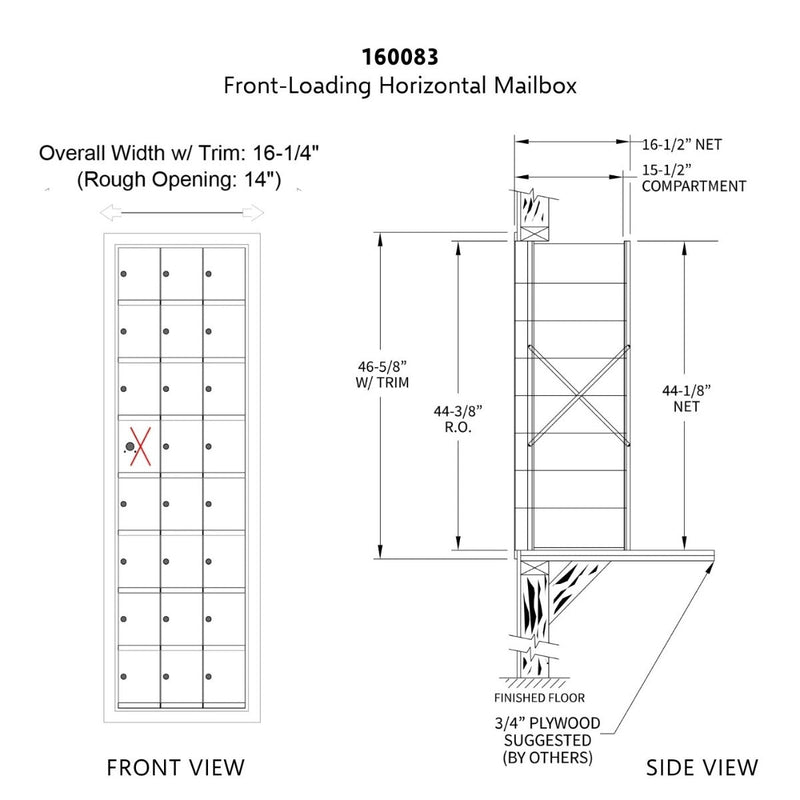 8 Doors High x 3 Doors (23 Tenants) 1600 Front-Load Private Distribution Mailbox in Anodized Aluminum Finish